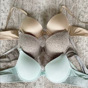 Pink Victoria’s Secret push up bras